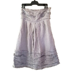 CYNTHIA Steffe Strapless Cotton Ruffled Trim Striped Dress Size 6